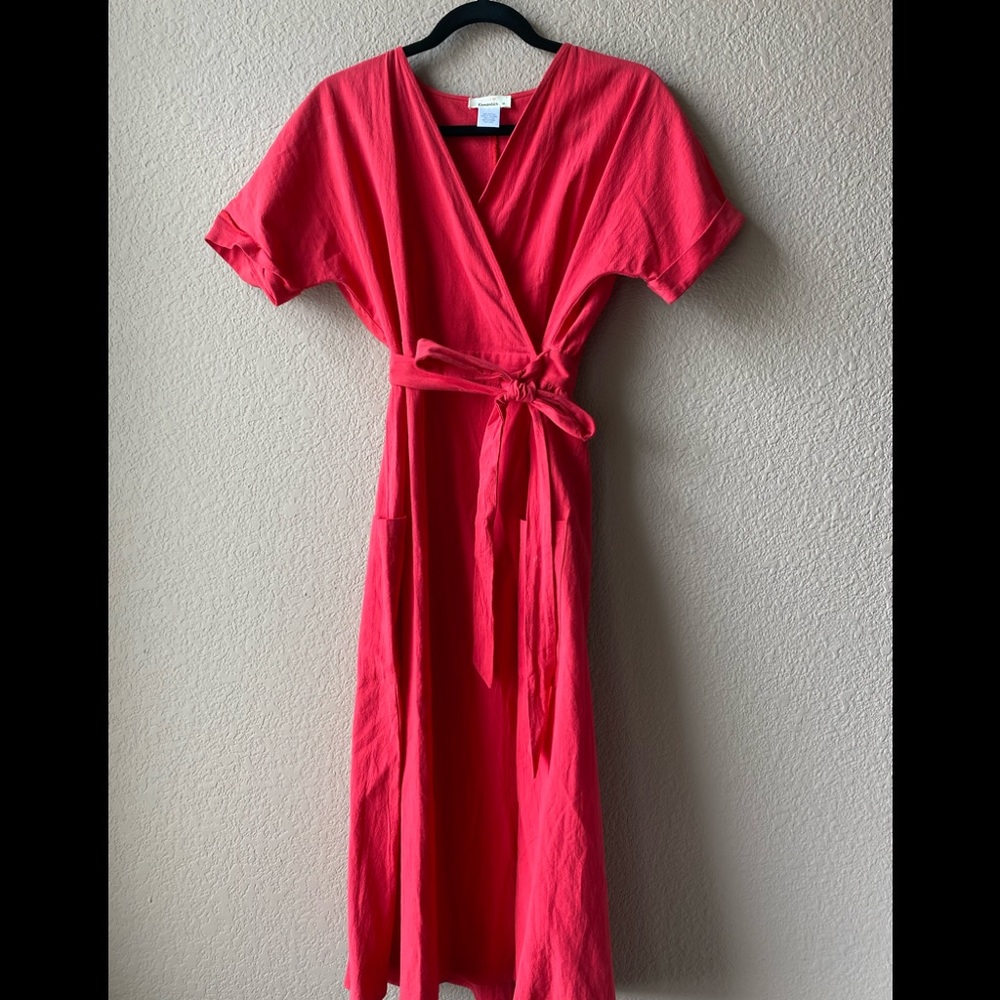 100% cotton Red wrap dress